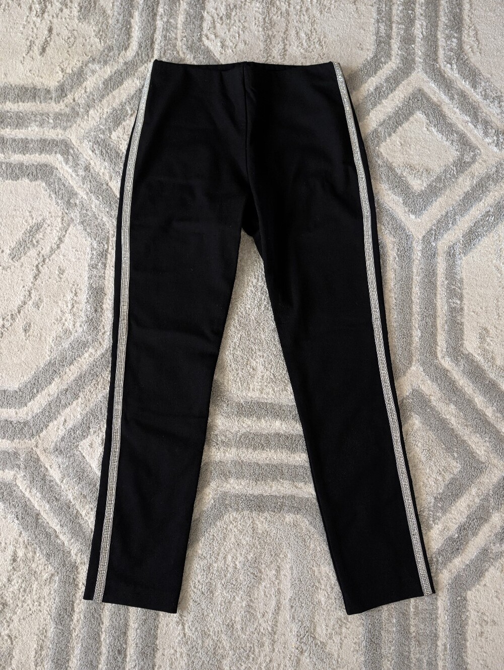 Fifteen Twenty Black Leggings with Silver Side Stripes Women's Small Pull On